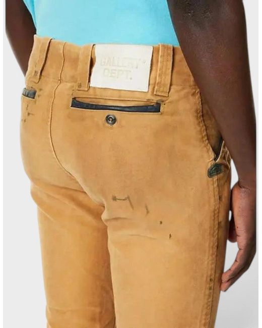 GALLERY DEPT. Metallic Broadway Paint Splatter Slim Fit Jeans Tan for men
