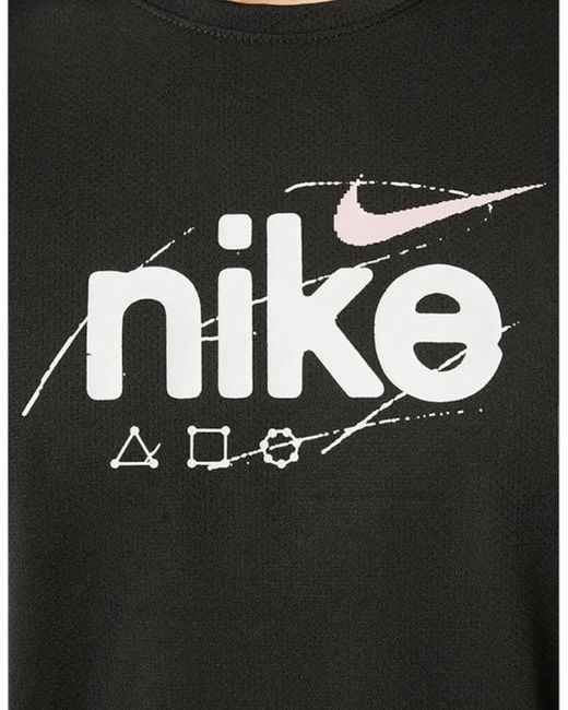 Nike Black Dri-Fit T Shirt Short Sleeve Quick Dry Miler Reflective Running Tops for men