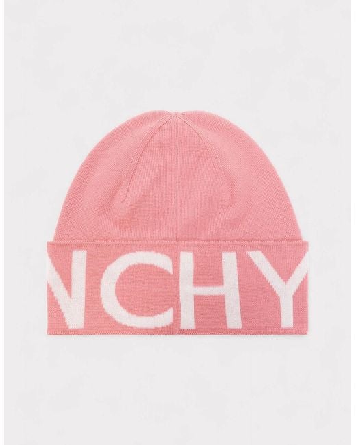 Givenchy Pink Logo Wool Beanie