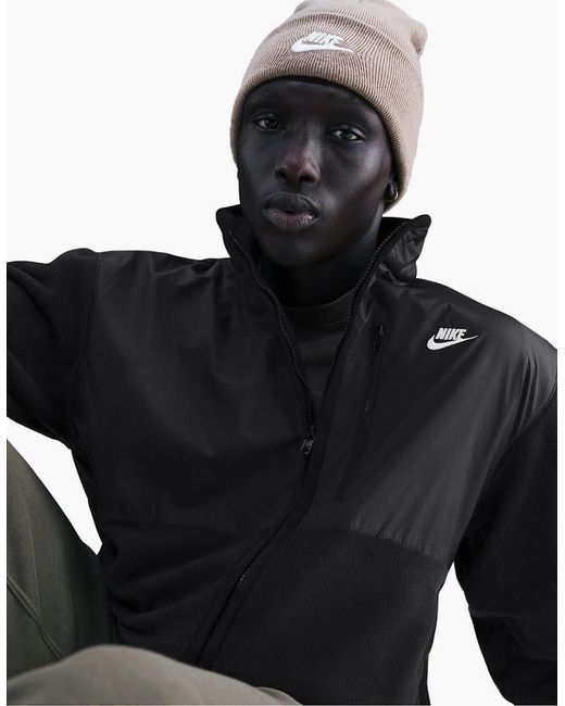 Nike Black Solid Patterned Full Zipper Sweat Jacket With Zipped Pocket for men