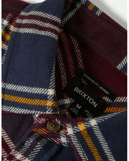 Brixton Blue Bowery Mood/Port/Saffron L/S Flannel Shirt for men