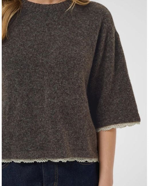 Cream Gray Kibana Knit Pullover Chocolate