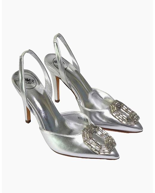 XY London Metallic Ladies Issy Diamante Pointed High Stiletto Heel Sandals