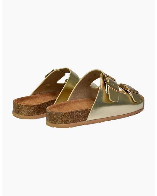 XY London Brown Ladies Star Metallic Double Strap Buckle Sandals