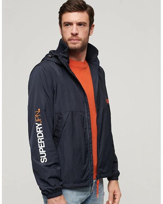 Superdry Blue Hooded Windbreaker Jacket Eclipse for men
