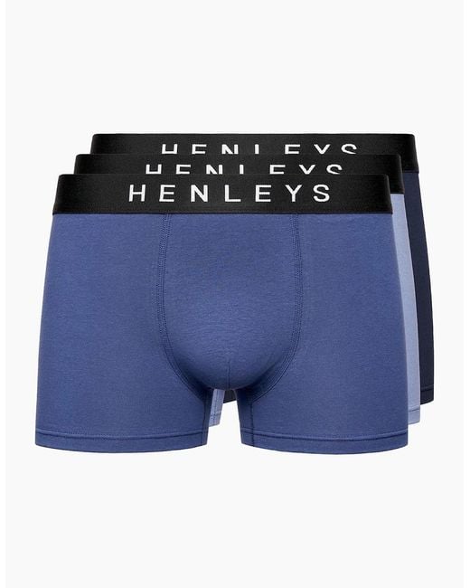 Henleys Blue Inky Boxers 3Pk for men