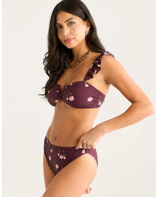 Gini London Red Mulberry Floral Printed Bikini Bottom