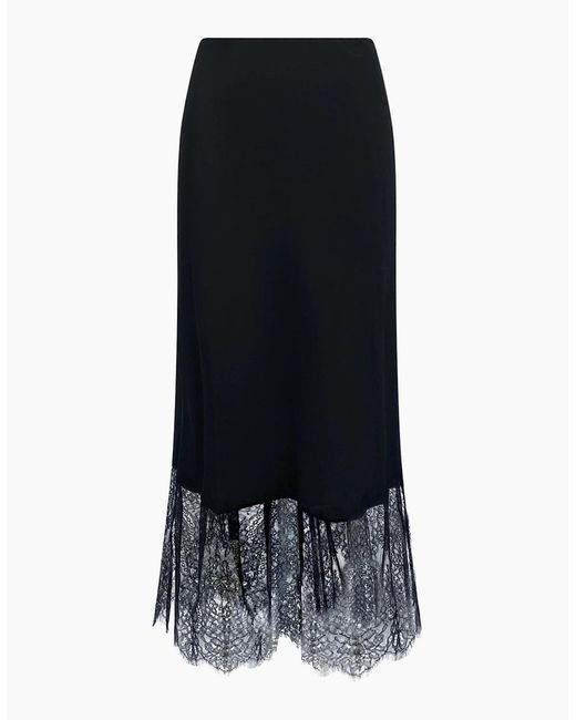 Ro&zo Black Crepe Lace Trim Skirt
