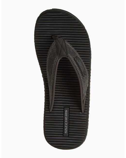 Skechers Black Quill Textile Flip Flops for men