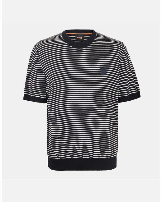 Boss Black Crew Neck Ribbed Collar Short Sleeve Sweatshirt for men