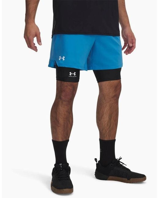 Under Armour Blue Vanish Fitness Shorts With Bold Logo for men