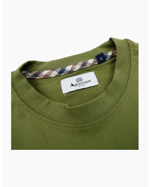 Aquascutum Green Macro Club Check T-Shirt Army for men