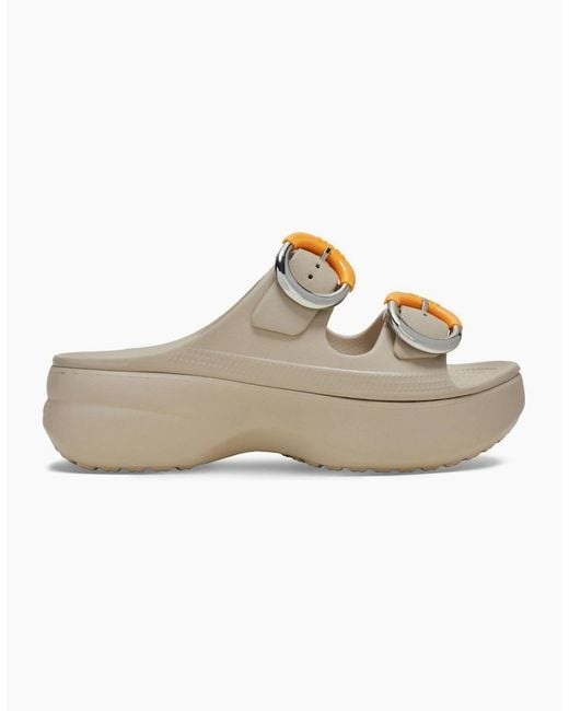 CROCSTM Brown Saturday Platform Buckle Eva Dulce Sandals