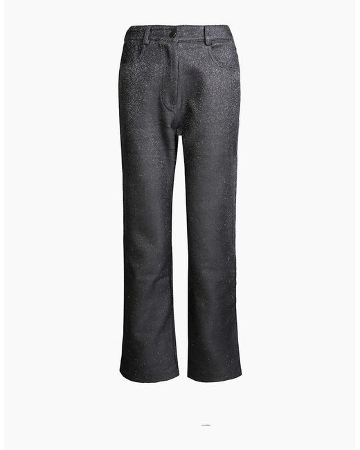 Amy Lynn Gray Lupe Metallic Patterned Straight Pants