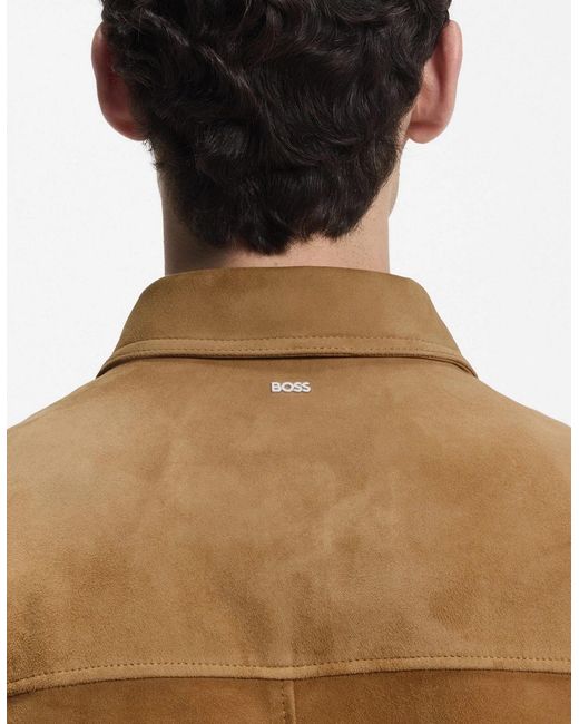 Boss Brown H Malbano 7 Leather Jacket for men
