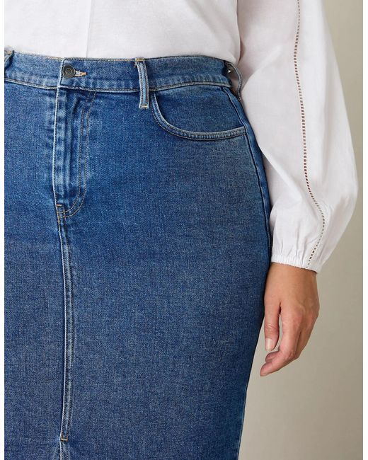 Live Unlimited London Metallic Denim Midi Skirt