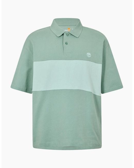 Timberland Green Color Block Rugby Polo Shirt for men