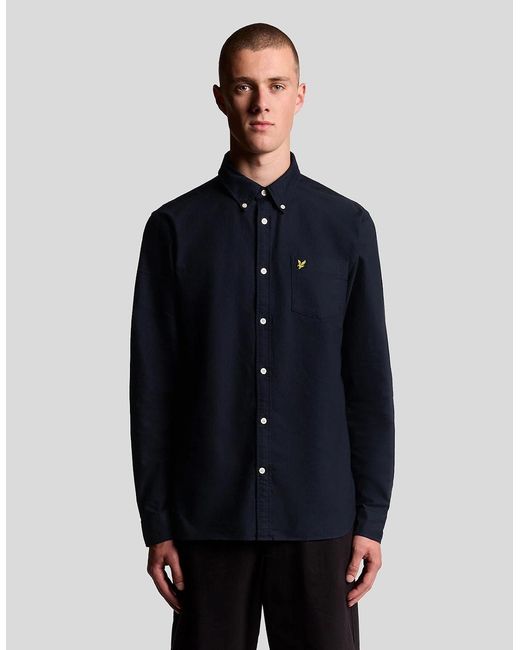 Lyle & Scott Blue Cotton Button Down Oxford Shirt for men