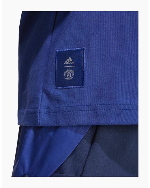 Adidas Blue Mufc Crew Neck Short Sleeve Jersey T-Shirt for men