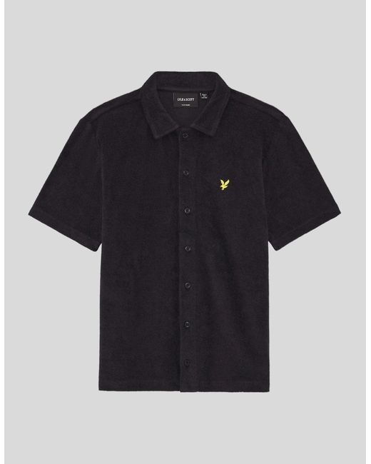 Lyle & Scott Black Short Sleeve Towelling Shirt for men
