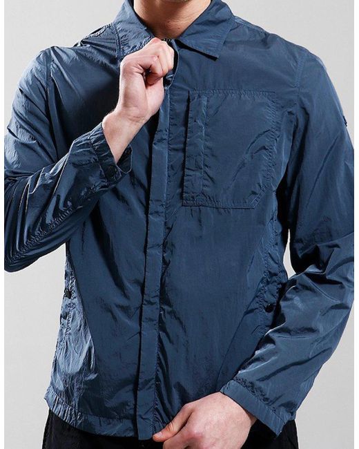 Paul & Shark Blue Garment Dyed Nylon Overshirt for men