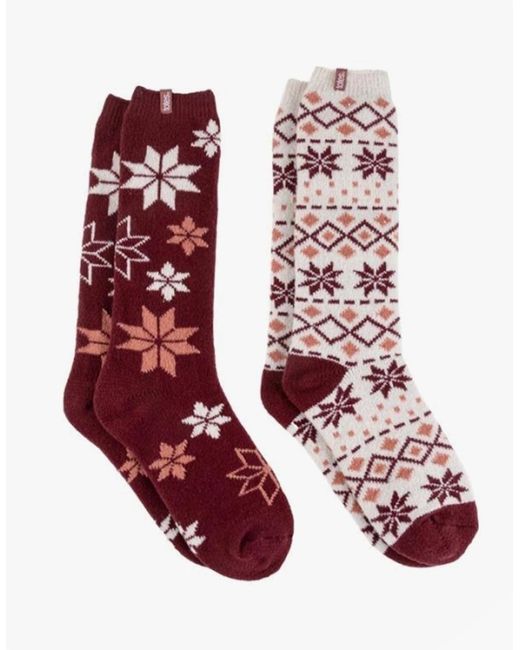 Totes Red Isotoner Knee High Supersoft Boot Socks Berry