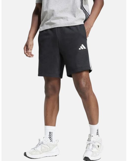 Adidas Black Essential 3 Stripes French Terry Shorts Summer Casual Beach Bermuda for men