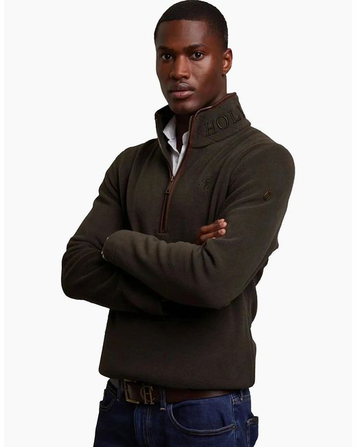 Holland Cooper Black Country Fleece Half Zip Khaki for men