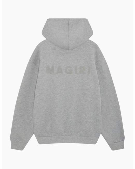 Magrit Gray Core Puff Printed Hoodie for men