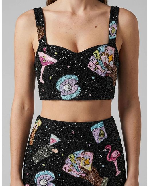 Oceanus Black Vegas Beaded Mini Party Beach Co-Ord Skirt