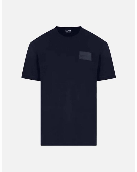EA7 Blue Rubber Stamp Logo Regular Fit T-Shirt for men