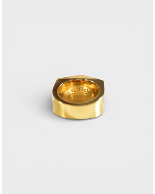 Versace Metallic Greca Engraved Ring
