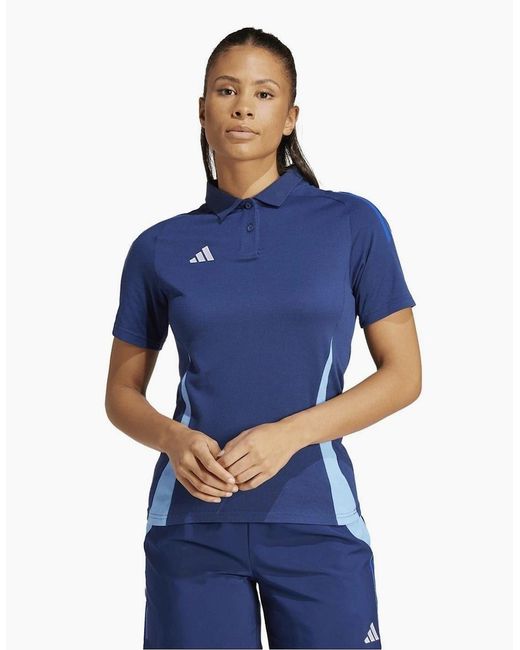 Adidas Blue Tiro24 Collared Neck Short Sleeve Polo Shirt