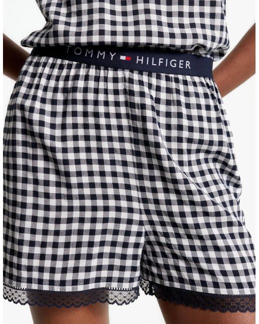 Tommy Hilfiger Blue Woven Short Print Shorts Heritage Gingham Desert Sky