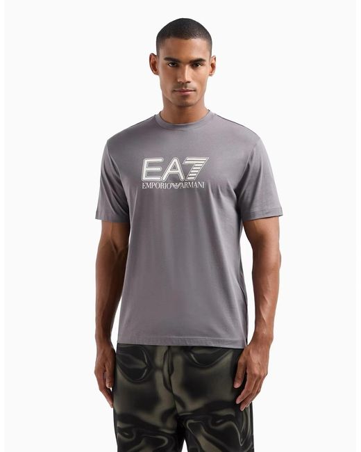 EA7 Gray Large Logo T-Shirt for men