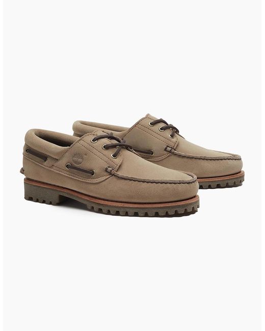 Timberland Brown Authentic 3-Eye Lug Boat Shoe for men