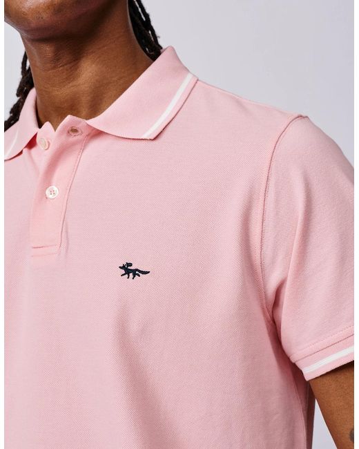 aubi Pink Eden Tipped Pique Polo for men
