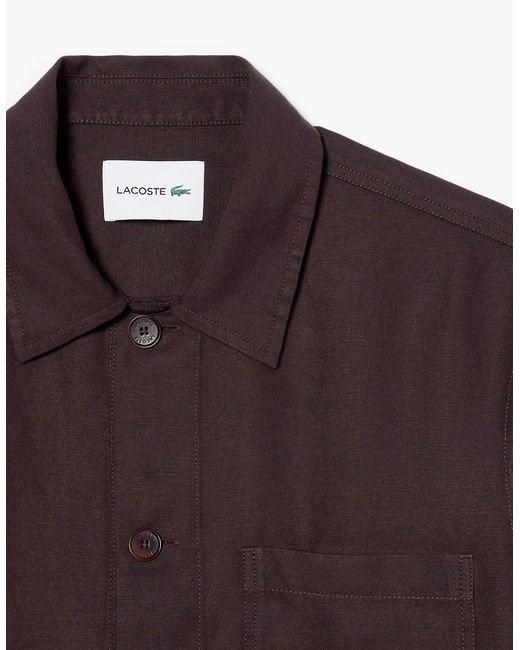 Lacoste Brown Ch1841 Linen Blend Overshirt for men