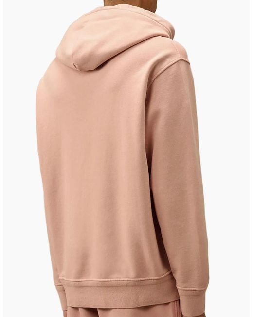 C P Company Pink Diagonal Fleece Resist Dyed Lens Hoodie for men