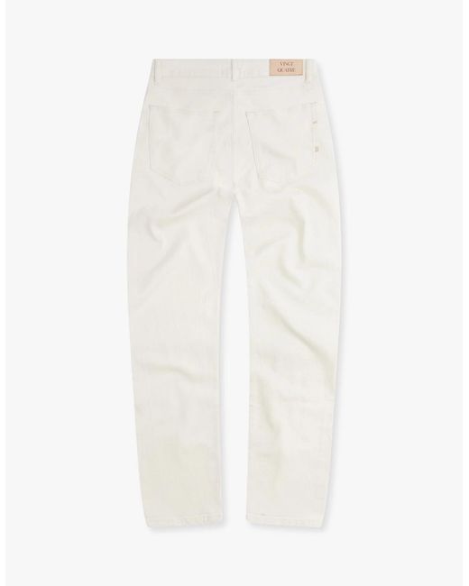 Vingt Quatre Denim White Vingt Quatre Slim Fit Chalk Jeans for men