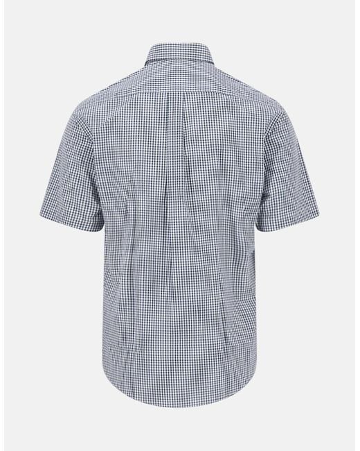 Fynch-Hatton Blue Seasonal Combi Check Short Sleeved Shirt Avocado for men