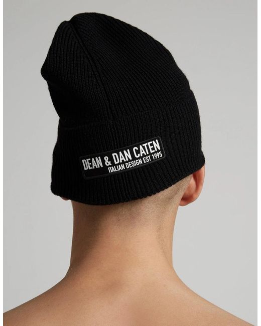 DSquared² Black Icon Beanie for men