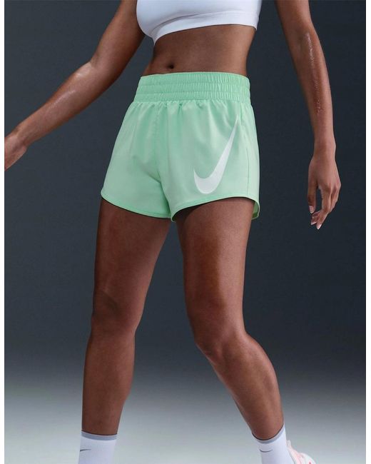 Nike Green Swoosh Running Road Shorts With Elasticated Waistband