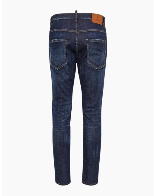 DSquared² Blue Dark Clean Wash Skater Jeans for men
