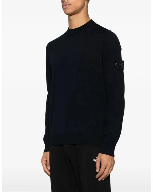 Stone Island Black Ghost Compass Badge Sweater for men