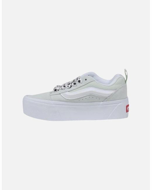 Vans White Leather Lace-Up Rubber Sole Sneakers