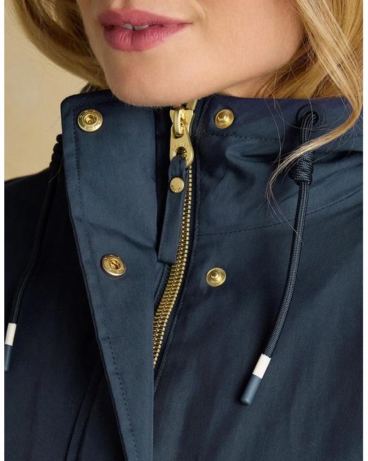 Joules Blue Portwell Waterproof Hoodie Raincoat With Adjustable Waist