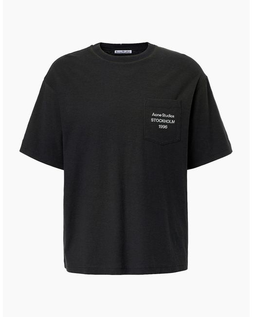 Acne Black Stockholm Logo Pocket T-Shirt for men