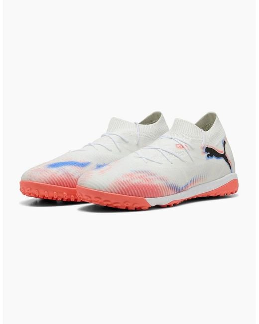 PUMA White Future 8 Match Astro Turf Football Boots for men