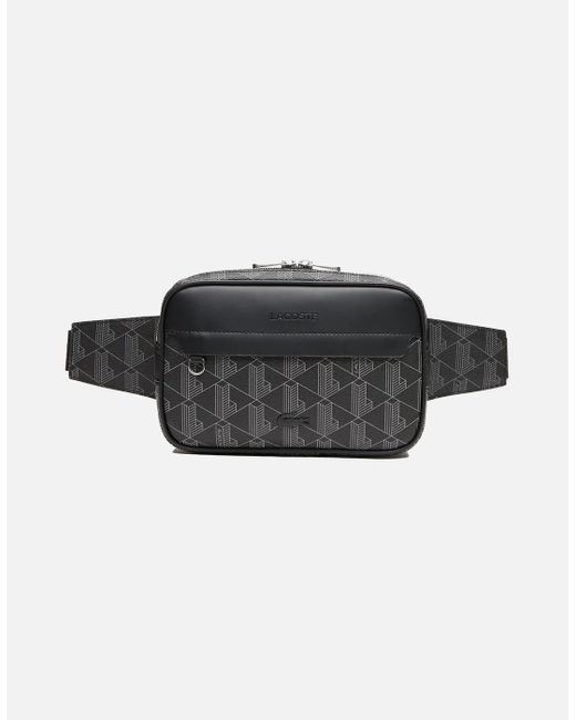 Lacoste Black The Blend Belt Bag Monogram Noir Gris for men